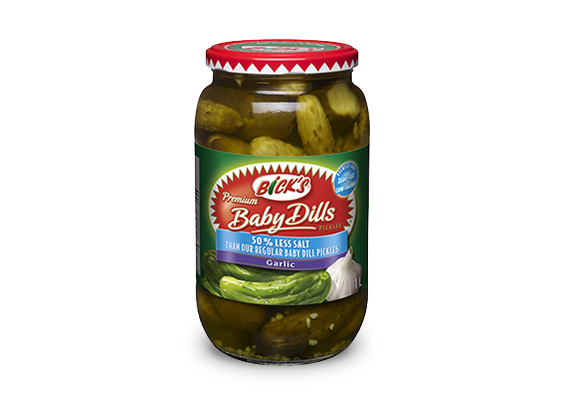 Product Image of <strong>Bick’s<sup>®</sup></strong> 50% Less Salt Garlic Baby Dill Pickles