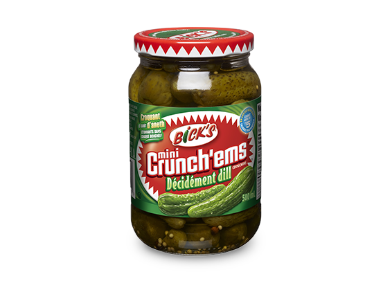 Cornichons <strong>Mini-Crunch&rsquo;ems<sup>&reg;</sup></strong> D&eacute;cid&eacute;ment dill <strong>Bick&rsquo;s<sup>&reg;</sup></strong>